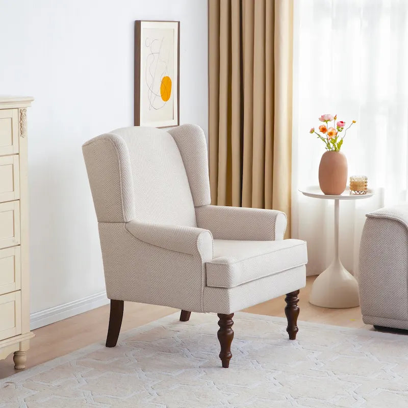 Fauteuil d'appoint avec pieds tournés et accoudoirs arrondis