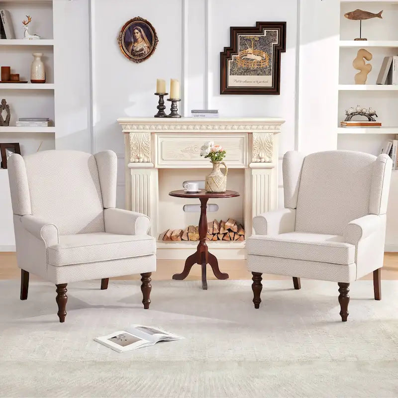 Fauteuil d'appoint avec pieds tournés et accoudoirs arrondis