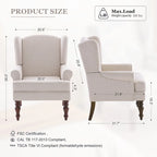 Fauteuil d'appoint avec pieds tournés et accoudoirs arrondis