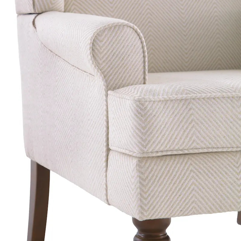Fauteuil d'appoint avec pieds tournés et accoudoirs arrondis
