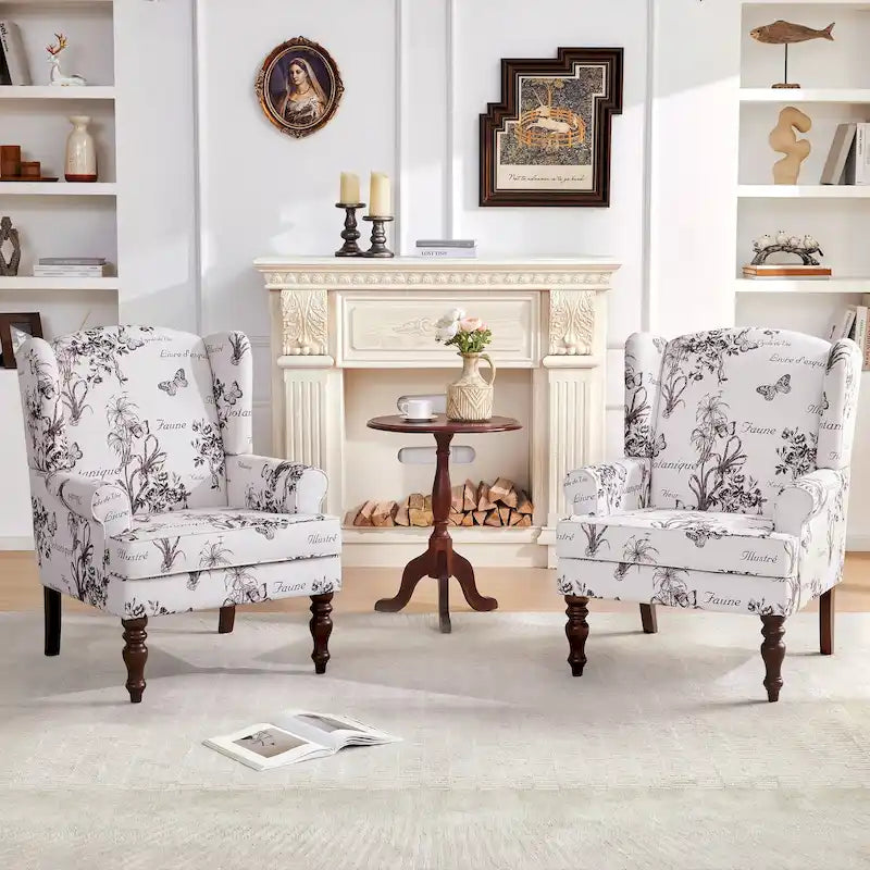 Fauteuil d'appoint avec pieds tournés et accoudoirs arrondis