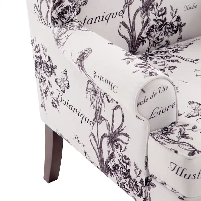 Fauteuil d'appoint avec pieds tournés et accoudoirs arrondis