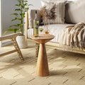Table d'appoint ronde COZAYH style ferme, support pour plantes en bois, petite table rustique pour salon ou chambre.