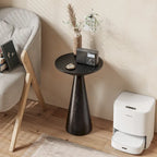 Table d'appoint ronde COZAYH style ferme, support pour plantes en bois, petite table rustique pour salon ou chambre.