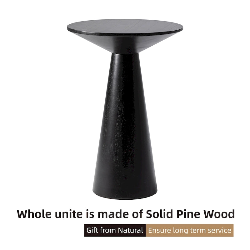 Table d'appoint ronde COZAYH style ferme, support pour plantes en bois, petite table rustique pour salon ou chambre.