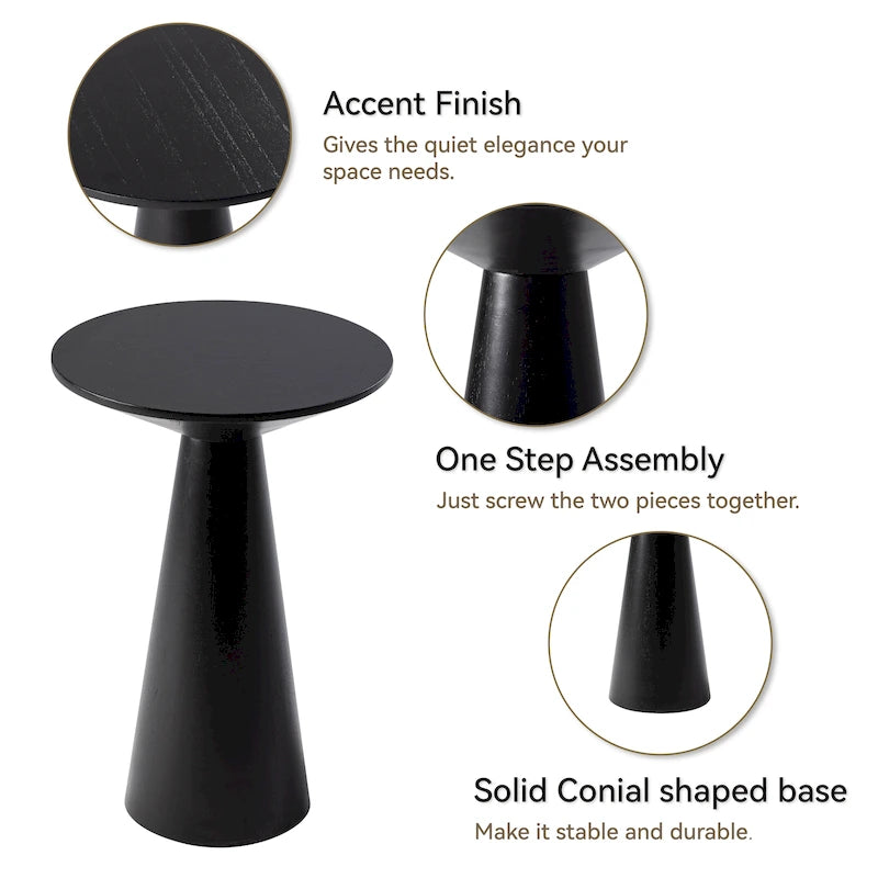 Table d'appoint ronde COZAYH style ferme, support pour plantes en bois, petite table rustique pour salon ou chambre.
