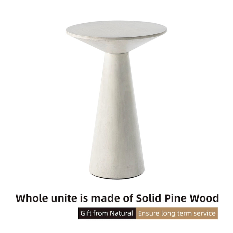 Table d'appoint ronde COZAYH style ferme, support pour plantes en bois, petite table rustique pour salon ou chambre.