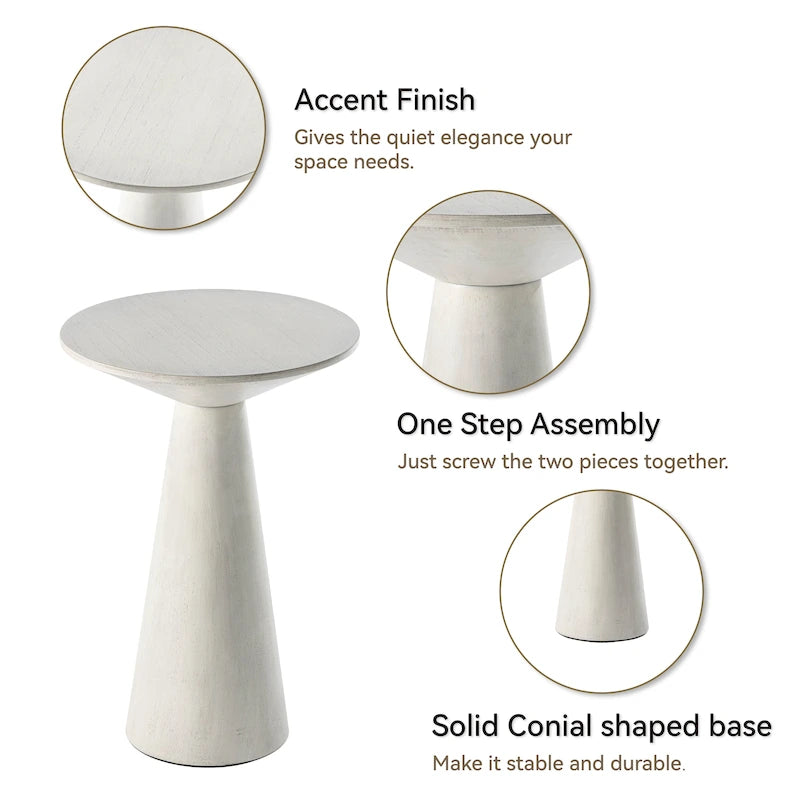 Table d'appoint ronde COZAYH style ferme, support pour plantes en bois, petite table rustique pour salon ou chambre.
