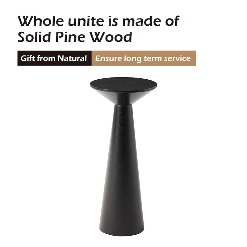 Table d'appoint ronde COZAYH style ferme, support pour plantes en bois, petite table rustique pour salon ou chambre.