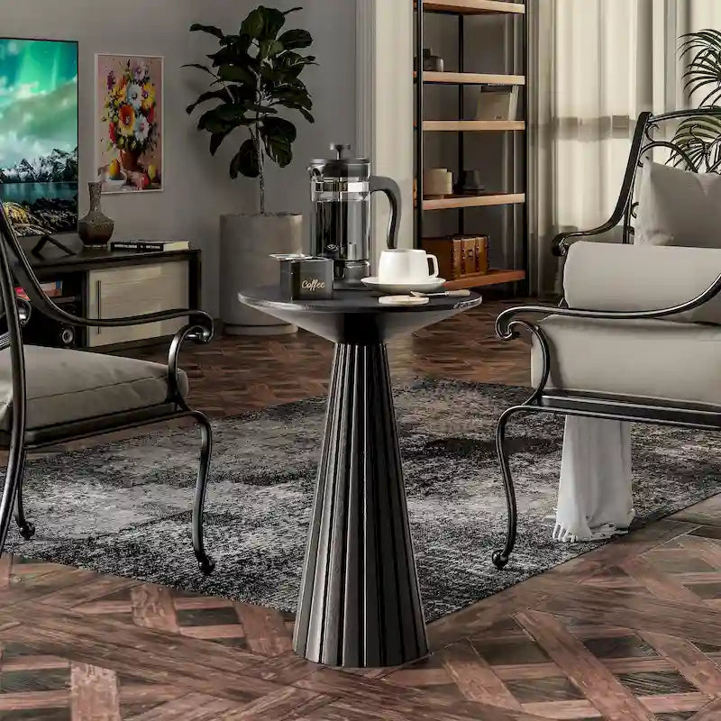 Table d'appoint ronde COZAYH style ferme, support pour plantes en bois, petite table rustique pour salon ou chambre.