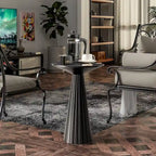 Table d'appoint ronde COZAYH style ferme, support pour plantes en bois, petite table rustique pour salon ou chambre.
