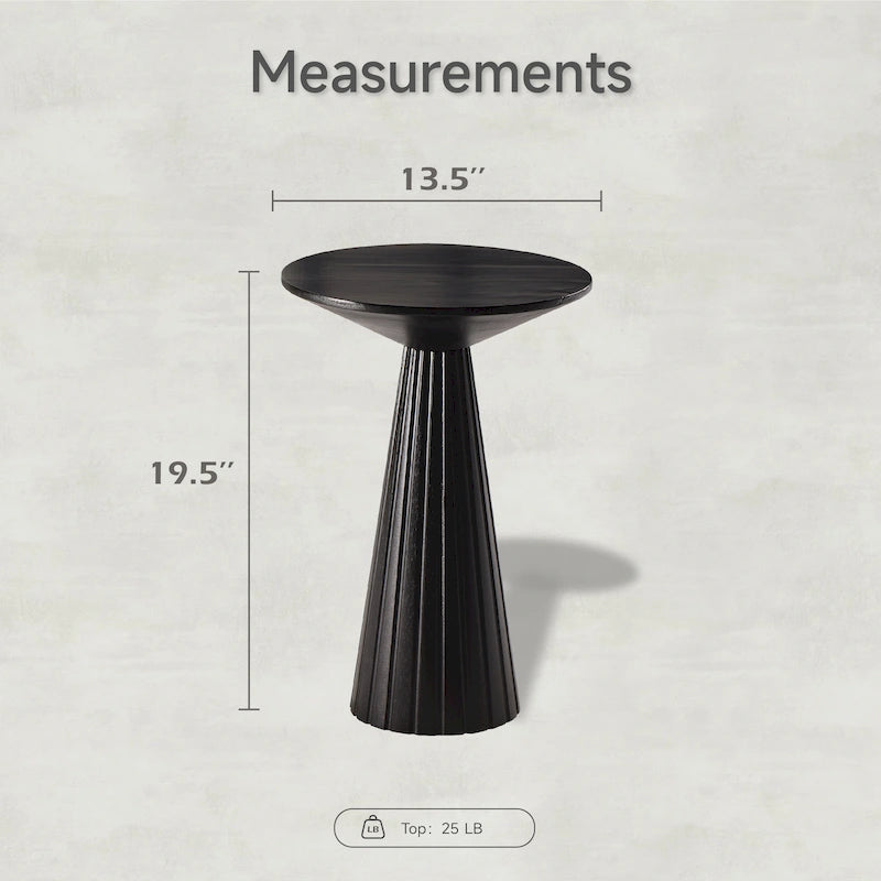 Table d'appoint ronde COZAYH style ferme, support pour plantes en bois, petite table rustique pour salon ou chambre.