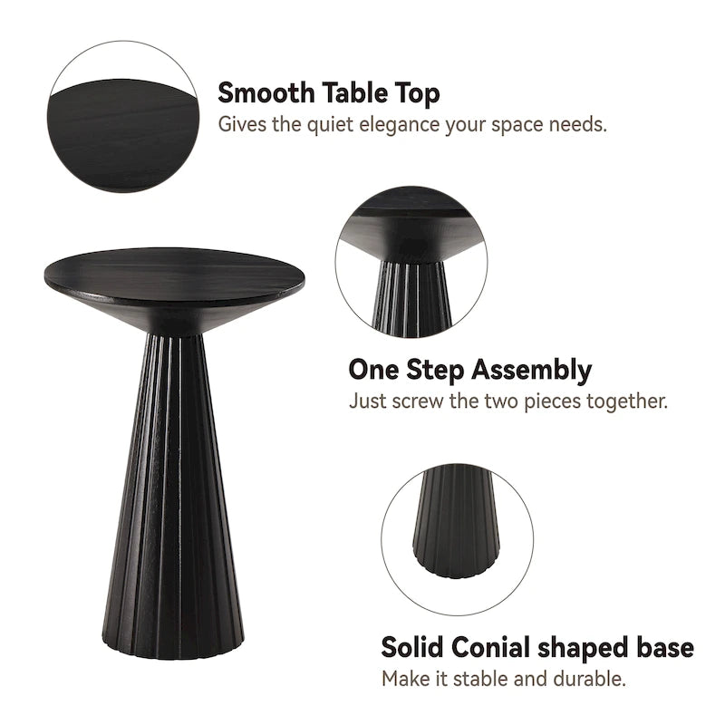 Table d'appoint ronde COZAYH style ferme, support pour plantes en bois, petite table rustique pour salon ou chambre.