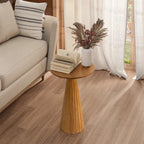 Table d'appoint ronde COZAYH style ferme, support pour plantes en bois, petite table rustique pour salon ou chambre.