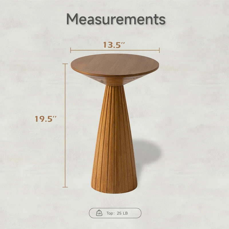 Table d'appoint ronde COZAYH style ferme, support pour plantes en bois, petite table rustique pour salon ou chambre.