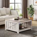 Table basse carrée en bois de style rustique moderne avec rangement
