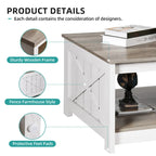 Table basse carrée en bois de style rustique moderne avec rangement