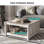 Table basse carrée en bois de style rustique moderne avec rangement
