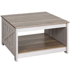 Table basse carrée en bois de style rustique moderne avec rangement