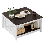 Table basse carrée en bois de style rustique moderne avec rangement