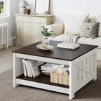 Table basse carrée en bois de style rustique moderne avec rangement