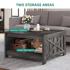 Table basse carrée en bois de style rustique moderne avec rangement