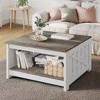 Table basse carrée en bois de style rustique moderne avec rangement