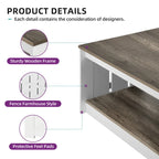 Table basse carrée en bois de style rustique moderne avec rangement