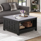 Table basse carrée en bois de style rustique moderne avec rangement