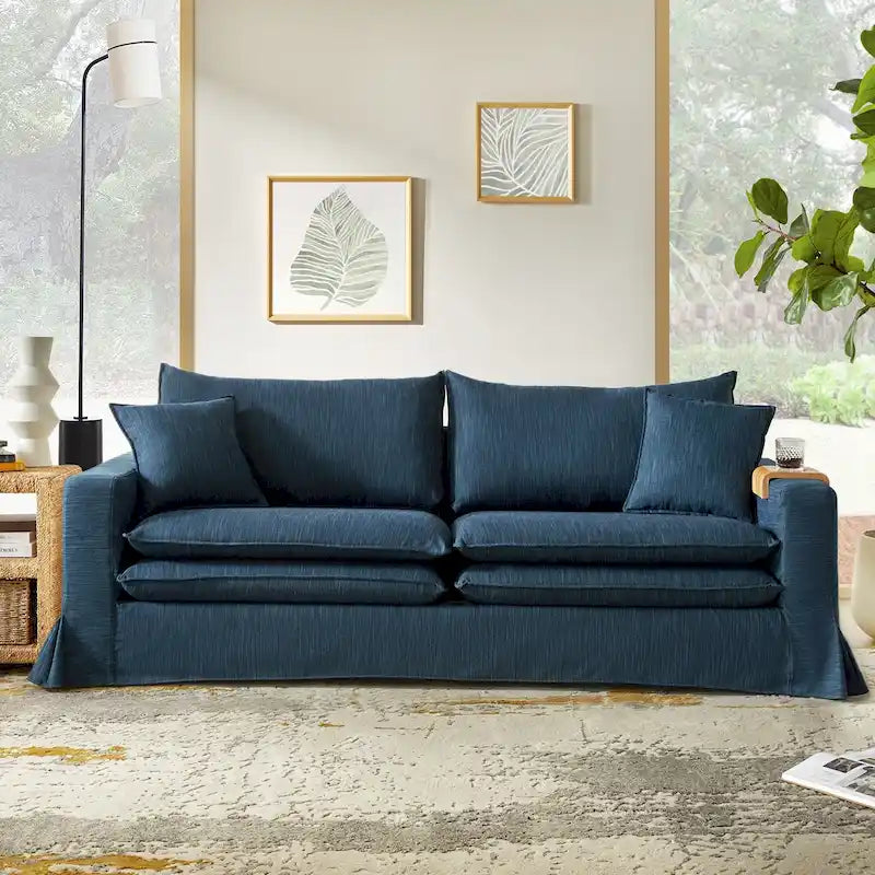 Canapé Elias moderne déhoussable avec porte-gobelet et coussins réversibles par HULALA HOME