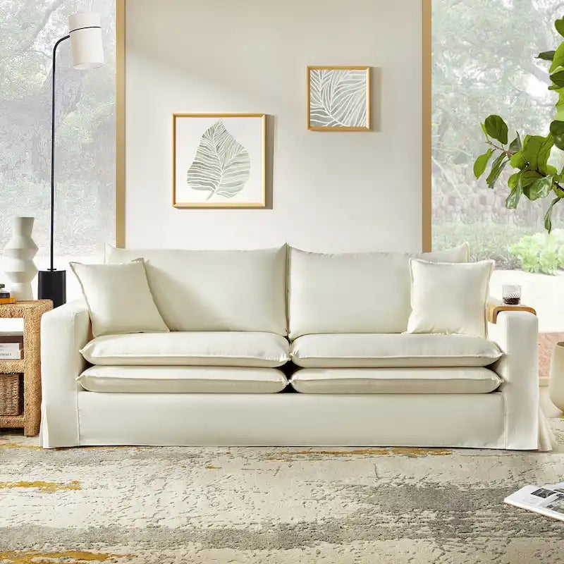 Canapé Elias moderne déhoussable avec porte-gobelet et coussins réversibles par HULALA HOME