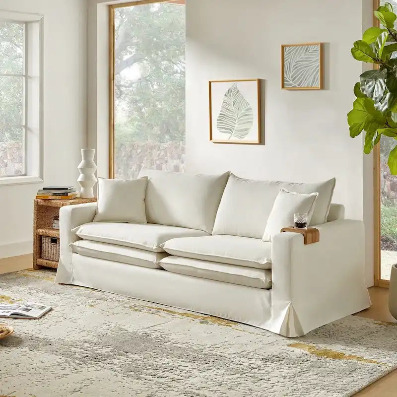 Canapé Elias moderne déhoussable avec porte-gobelet et coussins réversibles par HULALA HOME