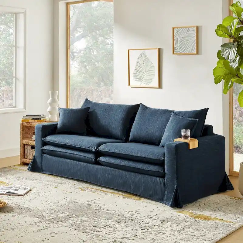 Canapé Elias moderne déhoussable avec porte-gobelet et coussins réversibles par HULALA HOME