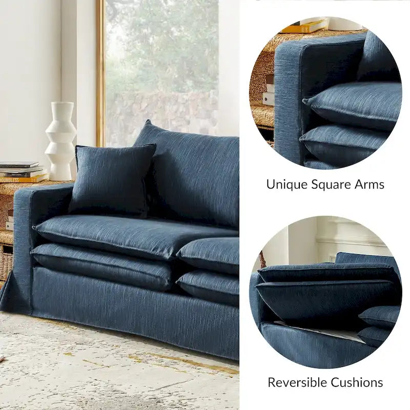 Canapé Elias moderne déhoussable avec porte-gobelet et coussins réversibles par HULALA HOME