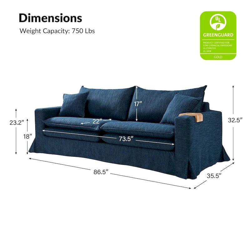 Canapé Elias moderne déhoussable avec porte-gobelet et coussins réversibles par HULALA HOME