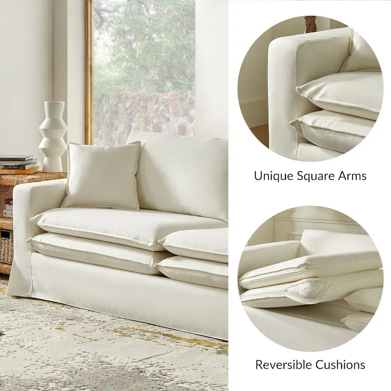 Canapé Elias moderne déhoussable avec porte-gobelet et coussins réversibles par HULALA HOME