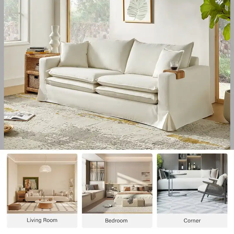 Canapé Elias moderne déhoussable avec porte-gobelet et coussins réversibles par HULALA HOME
