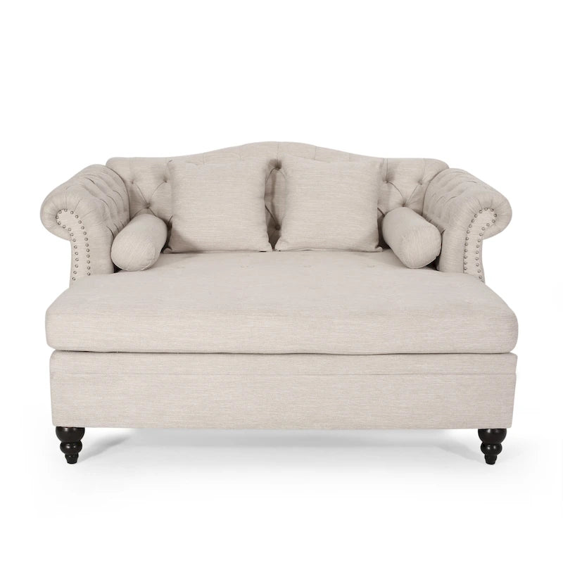Chaise longue double capitonnée Wellston de Christopher Knight Home - 62,50 L x 58,50 l x 34,00 H