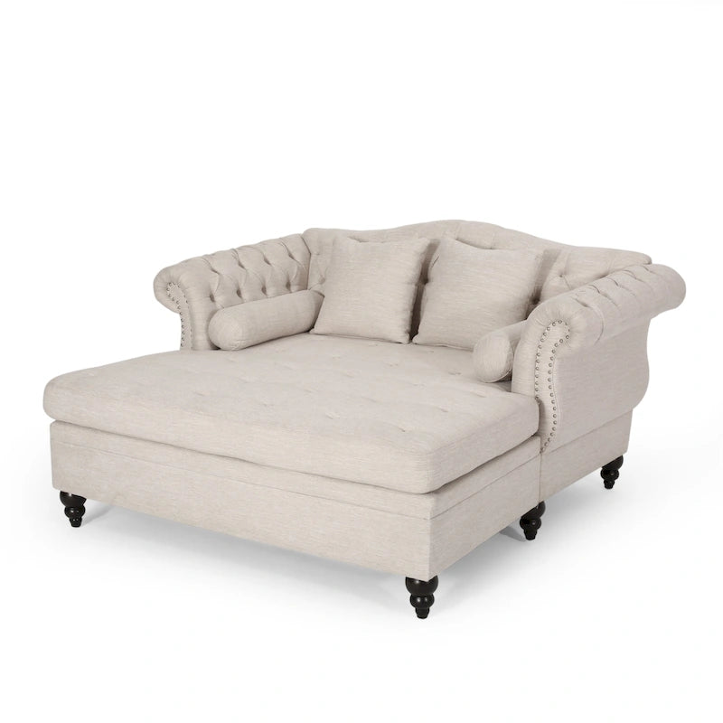 Chaise longue double capitonnée Wellston de Christopher Knight Home - 62,50 L x 58,50 l x 34,00 H