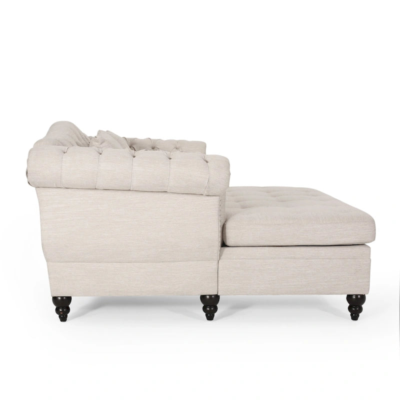 Chaise longue double capitonnée Wellston de Christopher Knight Home - 62,50 L x 58,50 l x 34,00 H