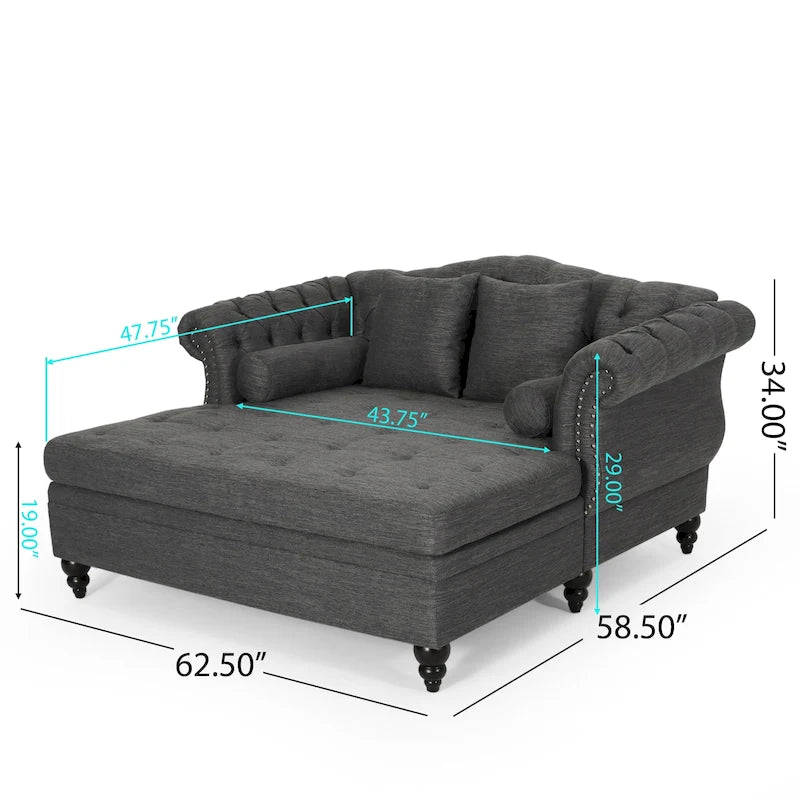 Chaise longue double capitonnée Wellston de Christopher Knight Home - 62,50 L x 58,50 l x 34,00 H