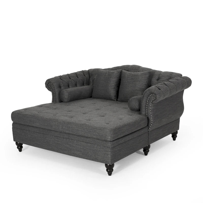 Chaise longue double capitonnée Wellston de Christopher Knight Home - 62,50 L x 58,50 l x 34,00 H