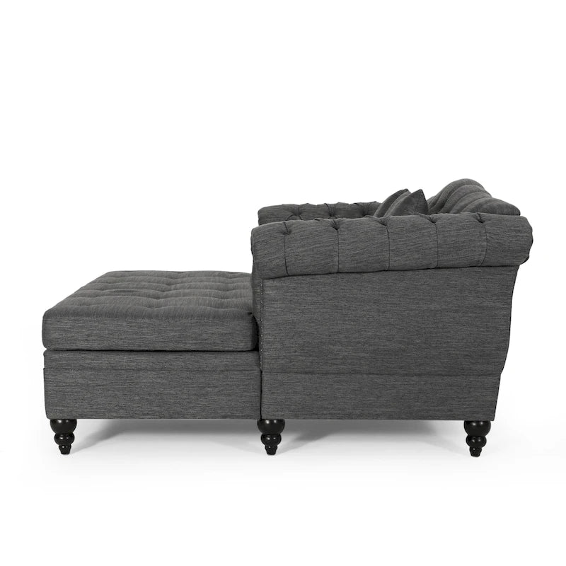 Chaise longue double capitonnée Wellston de Christopher Knight Home - 62,50 L x 58,50 l x 34,00 H