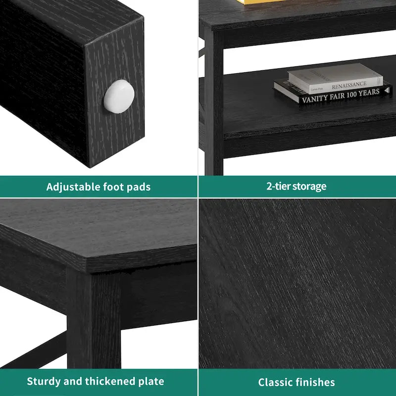 Table basse de style campagnard avec rangement, table centrale à 2 niveaux pour salon