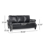 Canapé 3 places Dowd en similicuir avec garniture cloutée par Christopher Knight Home