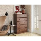 Commode à 5 tiroirs 100 % bois massif Palace Imports avec poignées en métal ou en bois