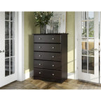 Commode à 5 tiroirs 100 % bois massif Palace Imports avec poignées en métal ou en bois