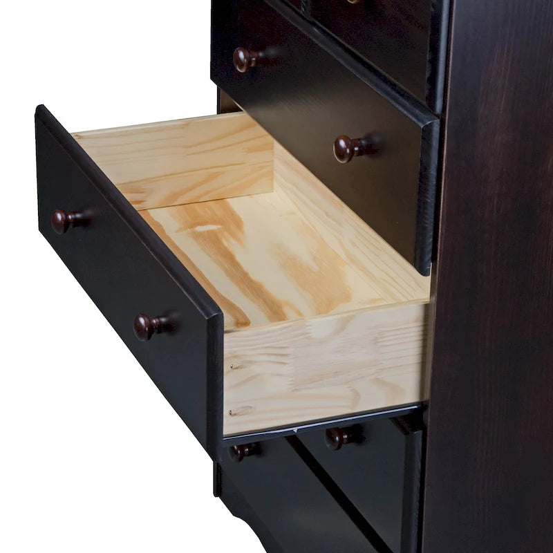 Commode à 5 tiroirs 100 % bois massif Palace Imports avec poignées en métal ou en bois