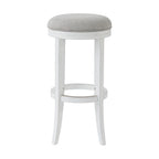 Tabouret de bar pivotant sans dossier Avery en bois blanc de New Ridge Home Goods, assise en tissu gris