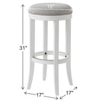 Tabouret de bar pivotant sans dossier Avery en bois blanc de New Ridge Home Goods, assise en tissu gris